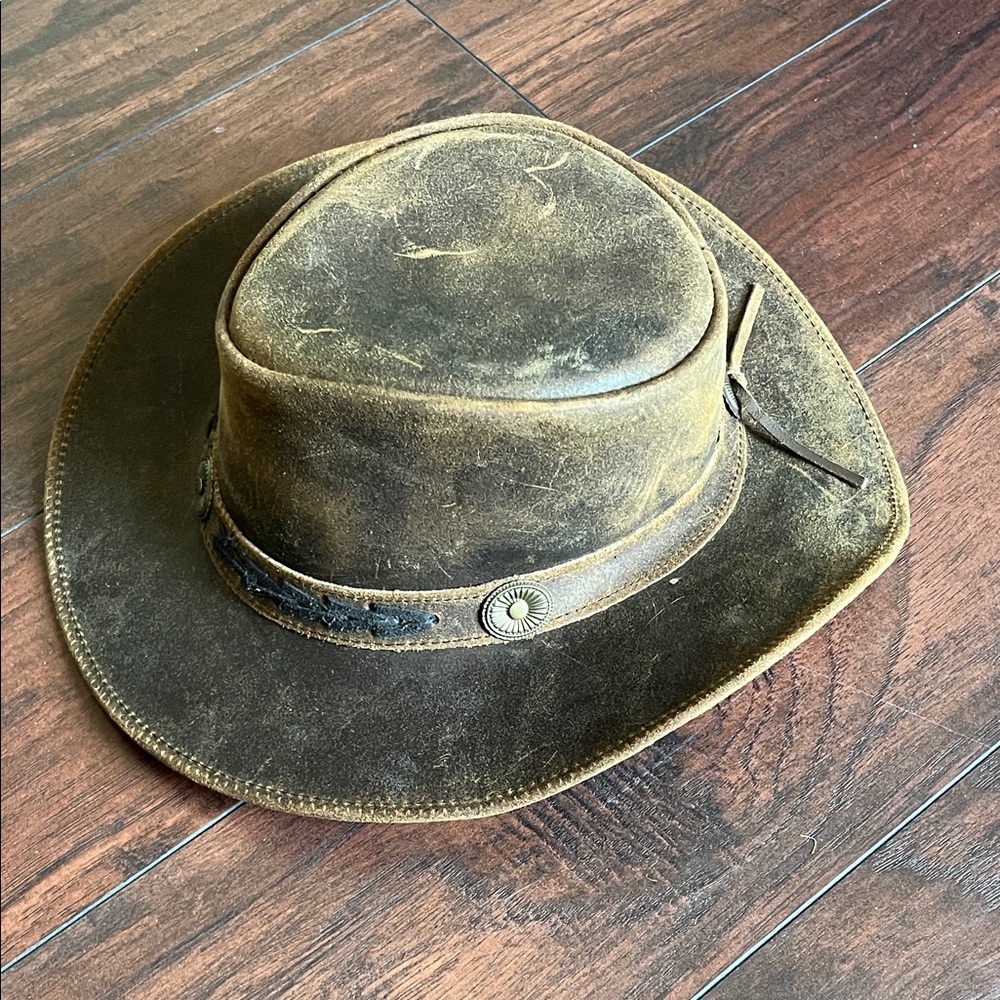 Brown Leather Cowboy Hat